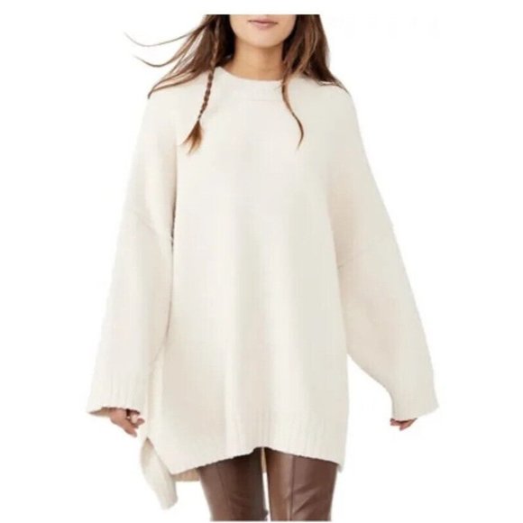 Free People Cream Oversized Sweater - Picture 1 of 15